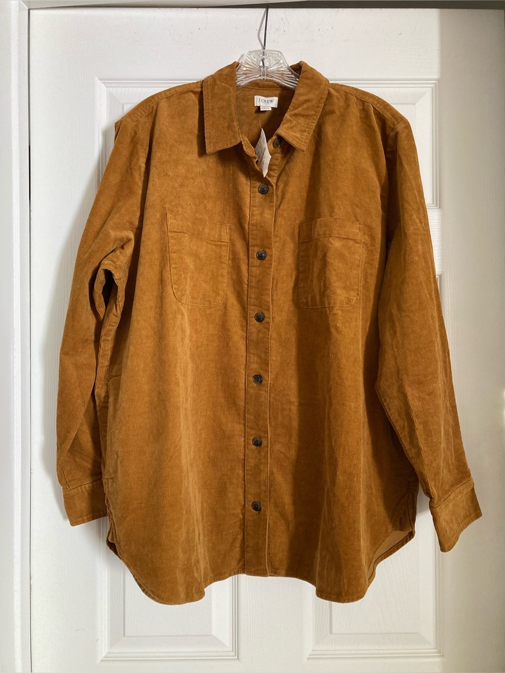 JCrew Factory corduroy shirt jacket in golden brandy